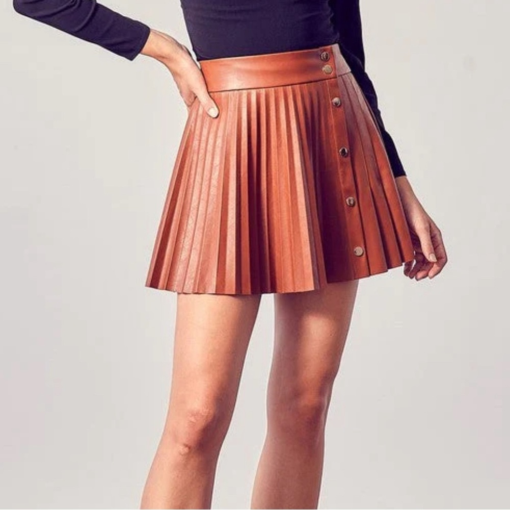 DO + BE Leather Button Mini Skirt